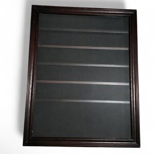 Vintage Wooden Wall Curio Cabinet Glass Door Mini Trinket Display Shelf 17.5x14